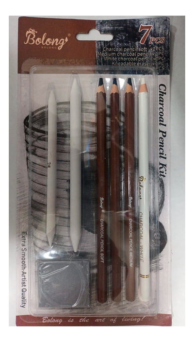 Set Lapices Charcoal Y Blanco+goma De Pan+esfuminos