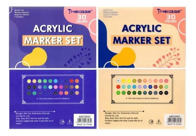 Marcadores Acrilicos 30 Colores Con Punta Pincel Pintura