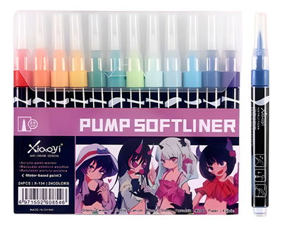 Marcador De Punta Pincel + Pintura Acrilica Por 24 Colores