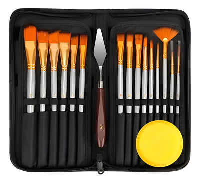 Set De Pintura Arte Acuarela Gadnic 10 Pinceles + Accesorios Cerdas Negro