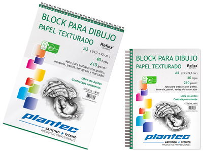 Block de papel blanco Texturado 210 gr Plantec