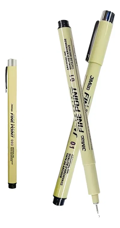 Set 12 Estilografos Graduados Negros Punta Fina Caligrafia