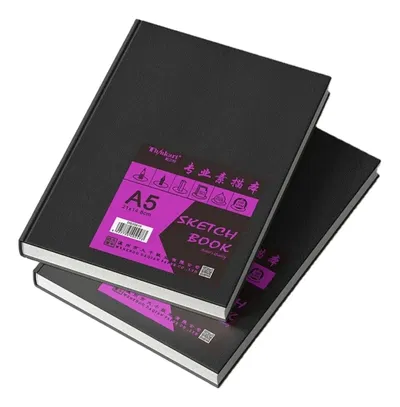 Cuaderno Sketchbook 14x22cm 50 Hojas 160g Tapa Dura Liso Negro