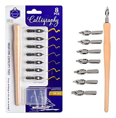 Plumines Caligraficos Con Mango Portaplumas Y 8 Plumas