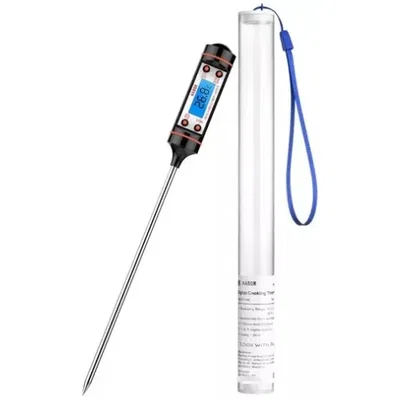 Termometro Digital Lcd Pincha Carne -50° A 300° - 4 Botones Color Negro
