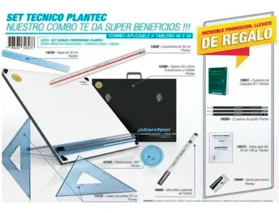 Kit Tablero de Dibujo Tecnico Plantec (tablero 40 X 50) Con utiles