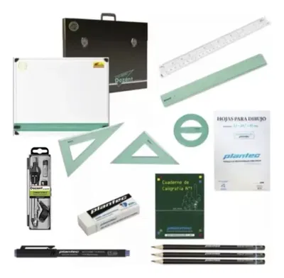 Tablero Dibujo 50 X 60 Dozent + 6 Utiles + 7 b y compas