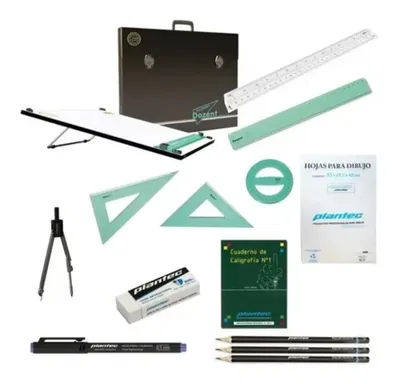 Tablero Dibujo 50 X 60 Dozent + 6 Utiles + 7 Regalos con atril y compas