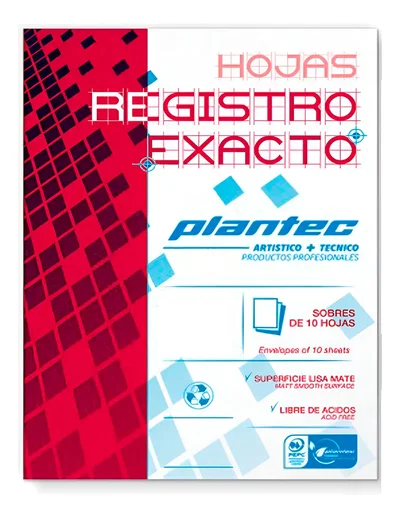 Papel Dibujo A3 142grs 29,7x42cm Registro Exacto Plantec Color Blanco 5412