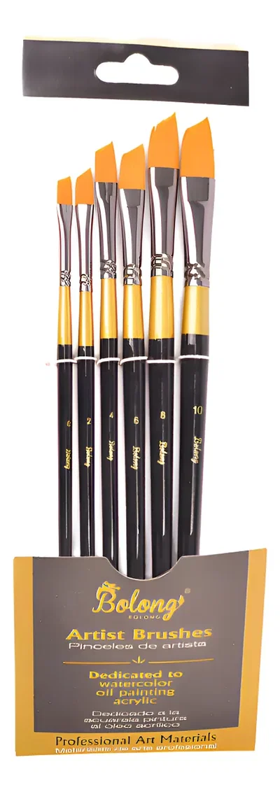 Set Pinceles Biselados Angulares Sinteticos X6u Bolong