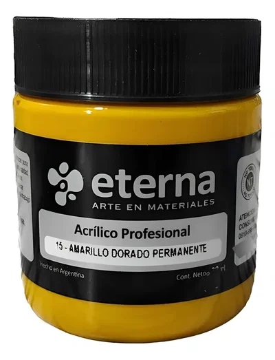 Acrilico Amarillo Dorado Permanente X 200ml Eterna Profesional