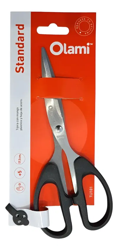 Tijeras Olami Oficina 17.5cm Acero Inoxidable Negro Corte Recto