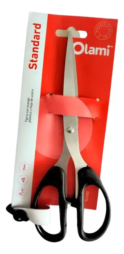 Tijera Olami Standard 21cm Mango Pvc Hojas Acero Inoxidable Color Negro