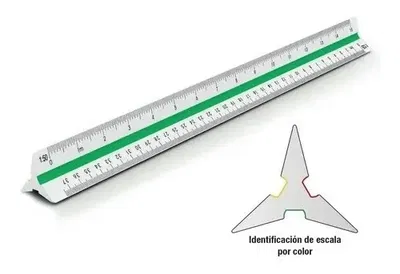 Escalímetro Triangular Plantec 4505 Escalas Altas Codificado por Color