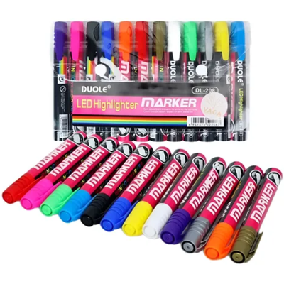 Set 12 Marcadores Para Decorar Globos Burbuja Fosforesente