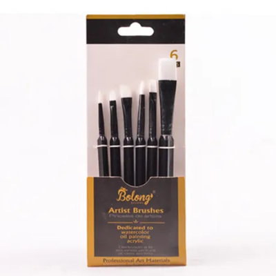 Set De 6 Pinceles Surtidos De Mango Triangular Cabo Negro
