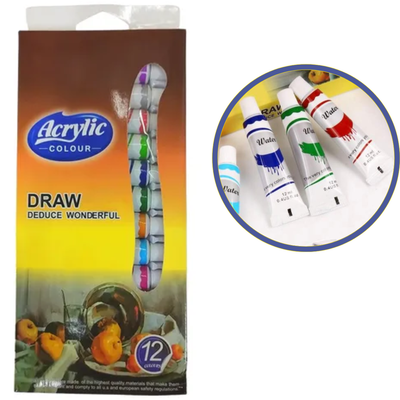 Set 12 Acrilicos En Pomo 12ml Colores No Toxico