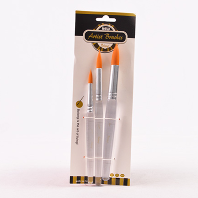 Set X3 Pinceles Redondos  Mango Cristal 1 Plgada