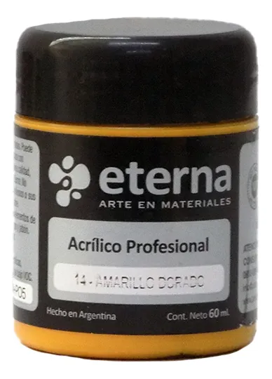 Acrilico amarillo dorado pote 60ml eterna profesional