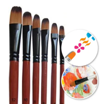 Set Pinceles Artísticos Lengua De Gato X6 Sinteticos Semipro
