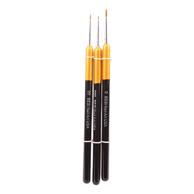 Kit 3 Pinceles Liner Cortos Para Detallar Uñas Y Pinturas
