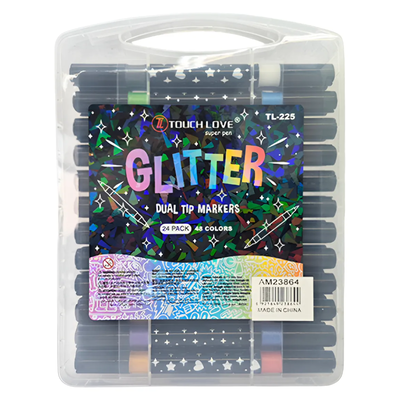 Kit 24 Marcadores Glitter Punta Pincel Lettering Brillantina