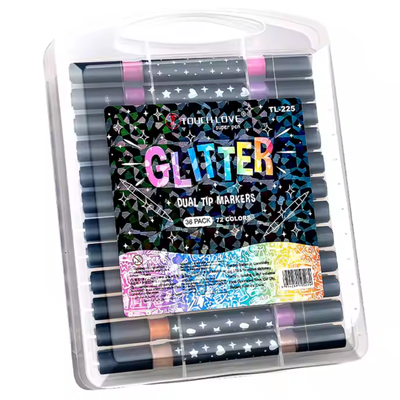 36 Marcadores Doble Punta Glitter Punta Pincel Brillantina