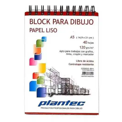 Block Para Dibujo Plantec Papel Liso 120 Gr 40h 