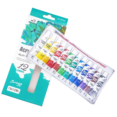 Set 12 Acrilicos En Pomo 12ml Colores No Toxico + Pincel
