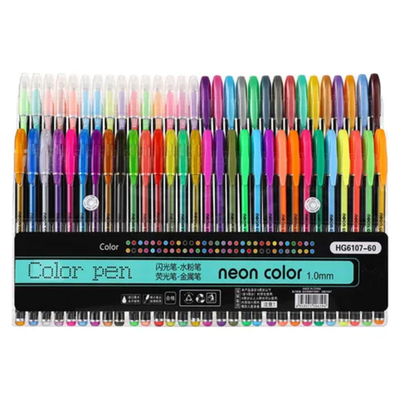 Plumas De Gel 60 Colores Metálicas Glitter Pastel y Neón 