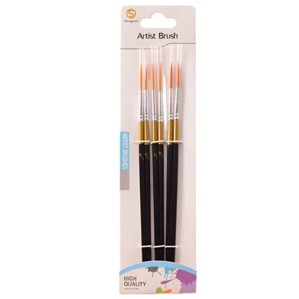 Set X 6 Pinceles Liner Largos Artist Brush Mango Negro