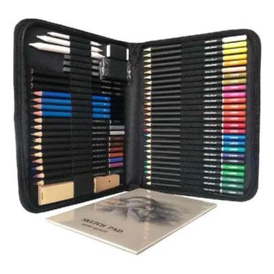 Kit De Dibujo Grafitos Acuarelables 96 Piezas + Hojas A5 120