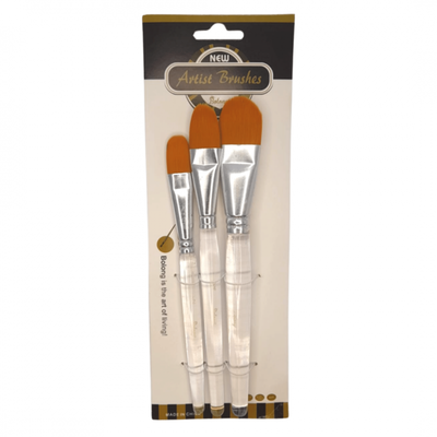 Set X3 Pinceles Sinteticos Lengua de gato Mango Cristal 1 Plgada