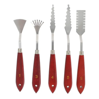 Set 5 Espatulas Efecto Metalica Acrilico Oleo