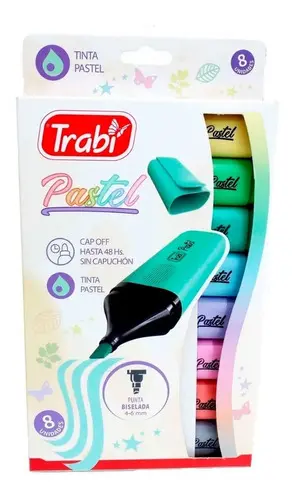 Caja de Resaltadores Trabi X 8 Colores Pastel