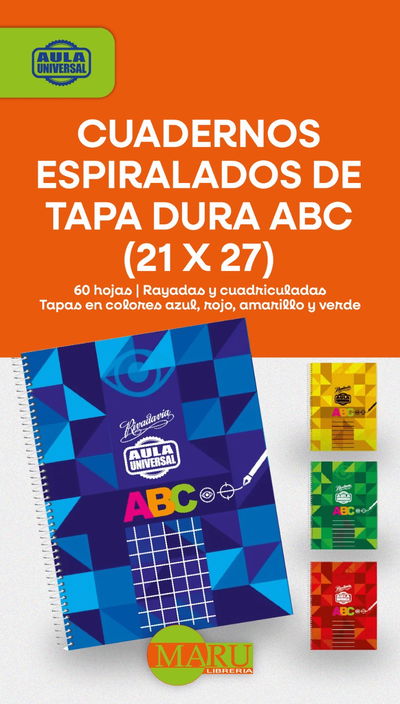 Cuaderno ABC con espiral rayada y cuadriculado 21x27 60hojas