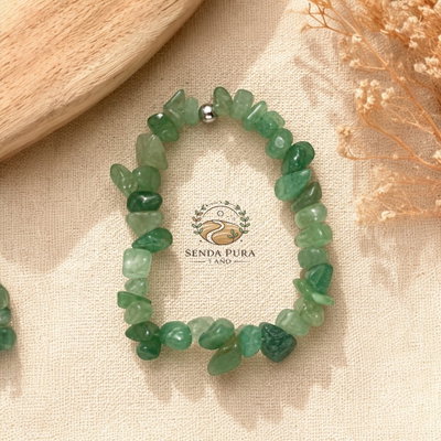 Pulsera elástica en escalla cuarzo verde