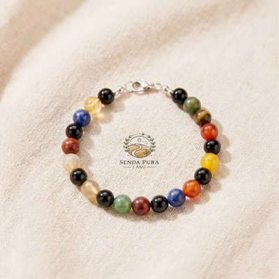 Pulsera con cierre de acero quirúrgico con piedra natural mix ágata 