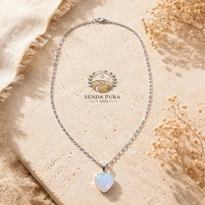 Cadena de acero quirúrgico con dije de PIEDRA DE LA LUNA 