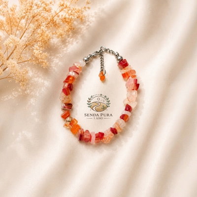 Pulsera de Piedra Natural Ágata Cornalina con cierres regulable