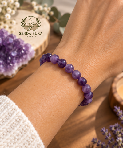 Pulsera Amatista con cierres de acero quirúrgicos 
