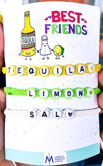 Pulseras Compartidas x3 Tequila, Limón y Sal