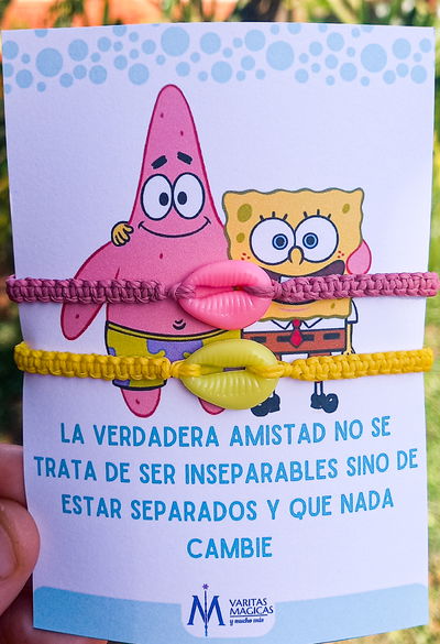 Pulseras Compartidas x2 Bob Esponja y Patricio 