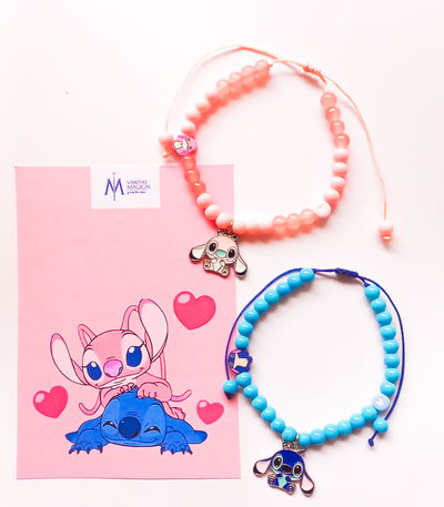 Pulseras Compartidas de Perlas Angela y Stitch 