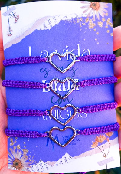 Pulseras Compartidas ×4 Amigas Corazón 