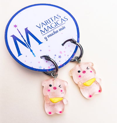 Aros de AQ. Chanchito kawaii Luminoso