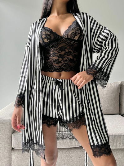 Set saten negro 