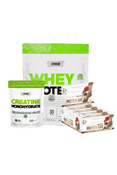 Whey Star 2lbs + Creatina Star 300g + deluxe protein bar x16u
