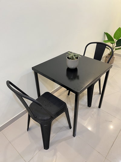 MESA DE CHAPA 60X60 / 70x70 / 80X80 + 2 SILLAS TOLIX CHAPA