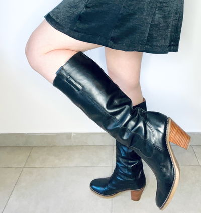 Botas Cuero Taco Madera (38)